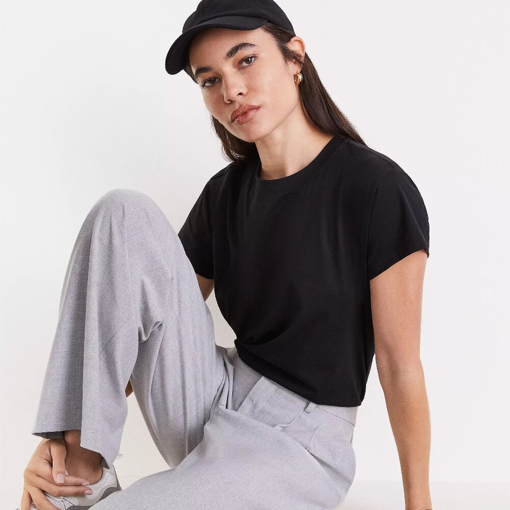 LOFT Versa Relaxed Tee Short Sleeves Black Size S - Picture 7 of 8